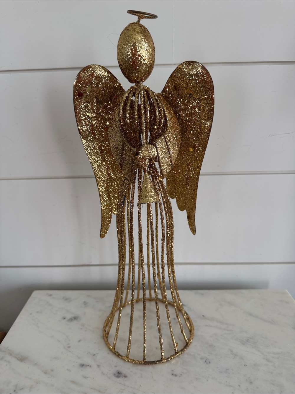 Pier 1 Gold Glitter Angel Tree Topper